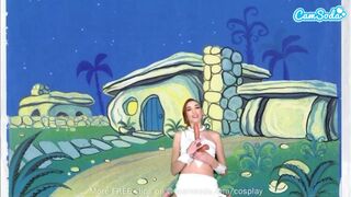 Cuki zsenge wilma flintstone cosplayben masturbál és leszopja a termetes fazsat